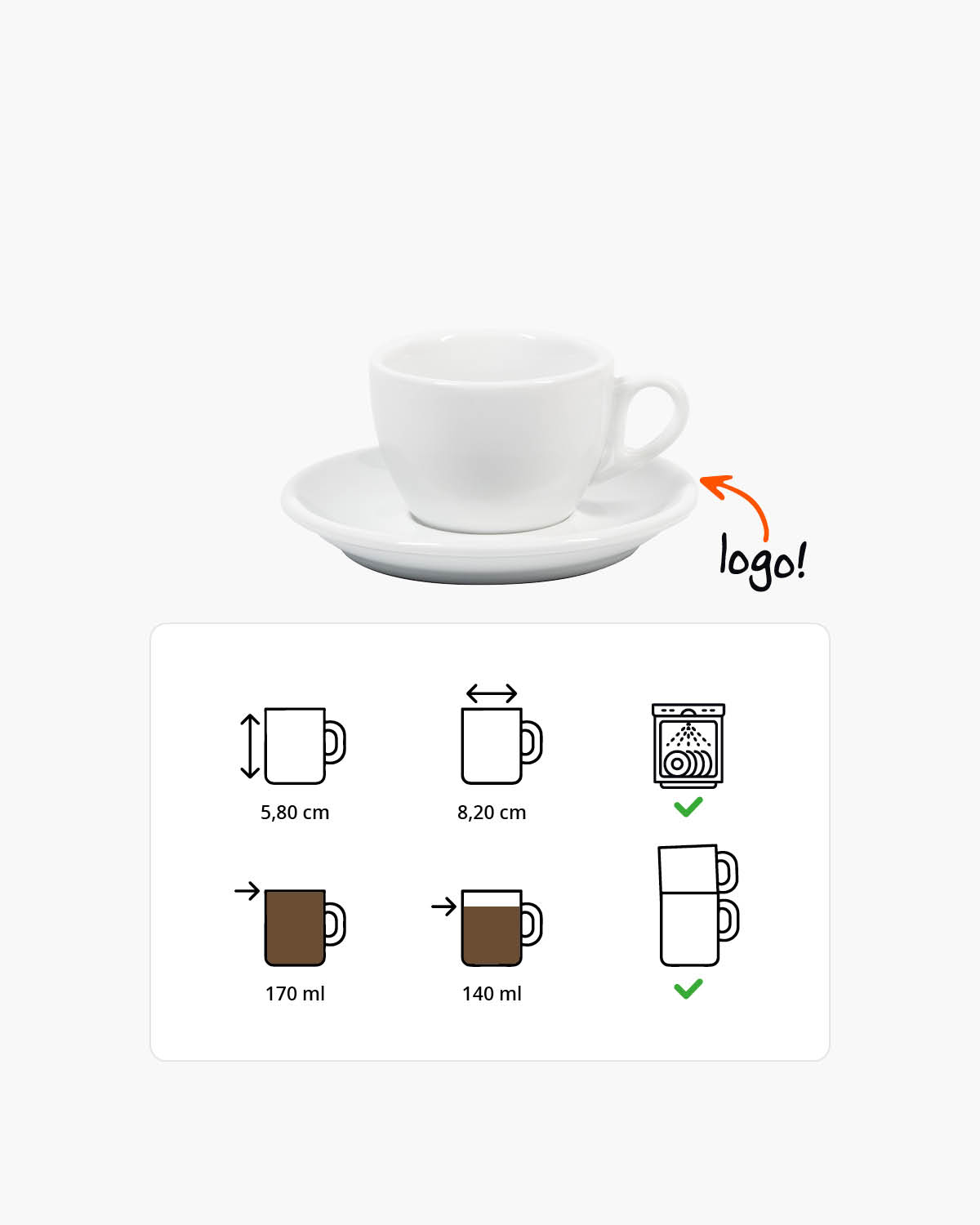Barista kop en schotel 170 ml Bedrukt sfeerfoto 1