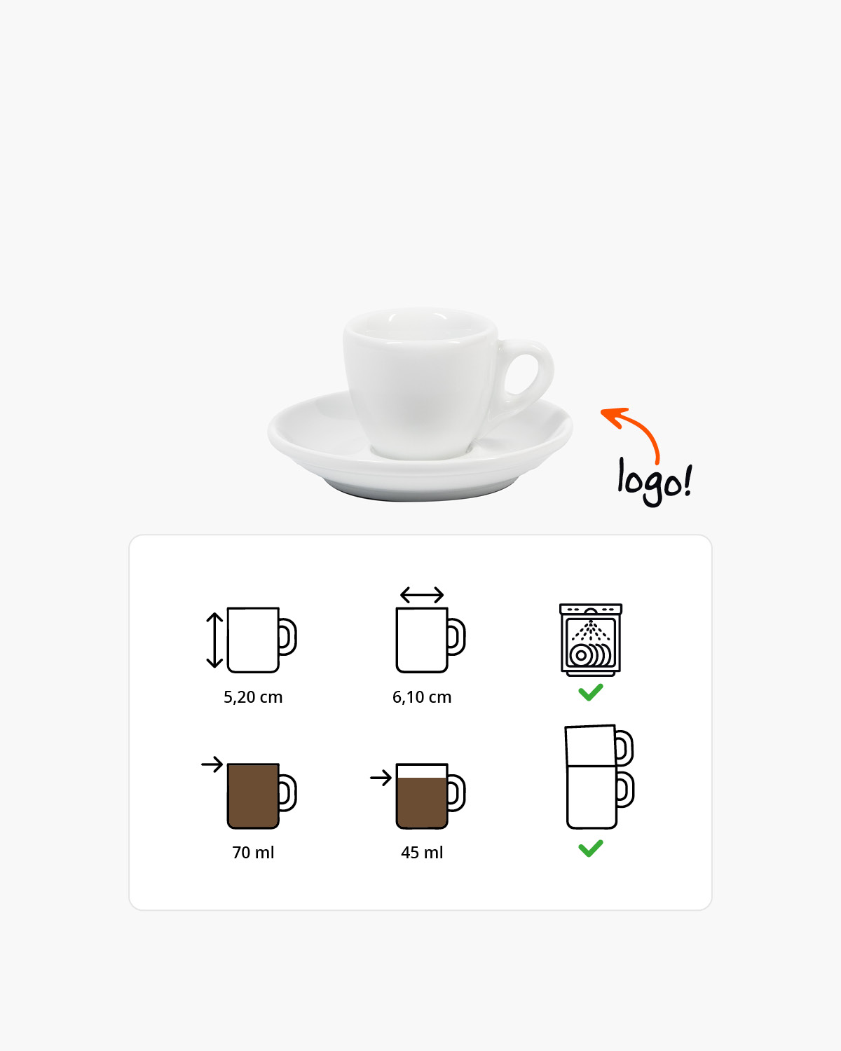 Barista kop en schotel 70 ml Bedrukt sfeerfoto 1