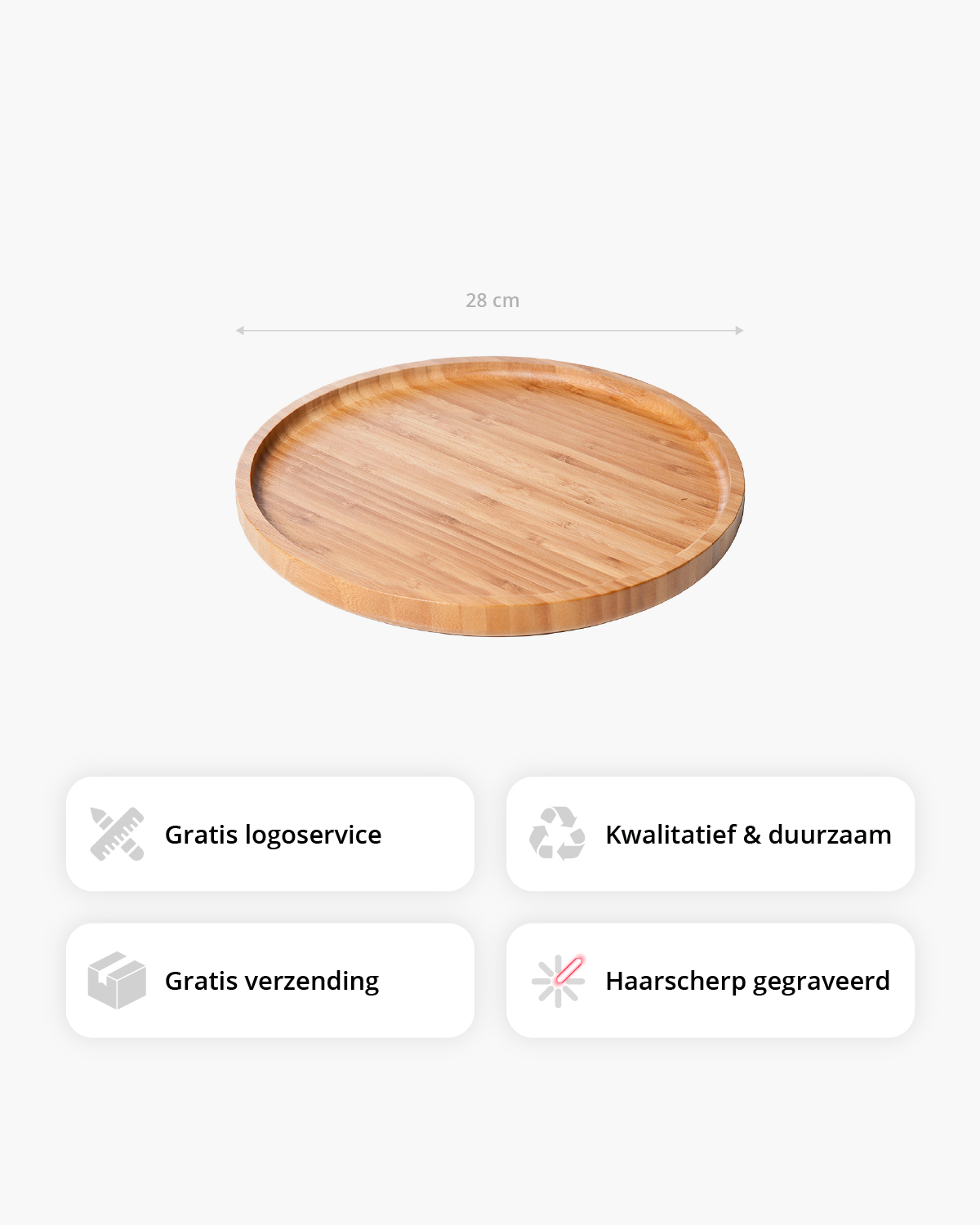 Circle houten serveerplank rond 28 cm Lasergravure  sfeerfoto 2