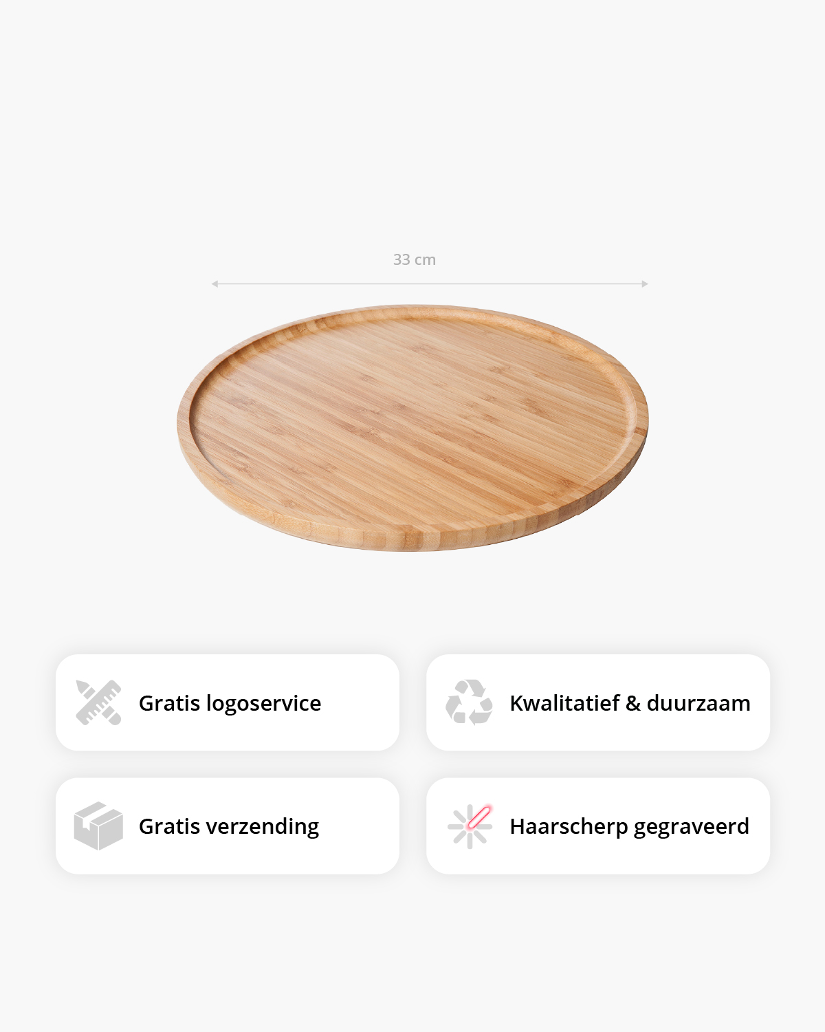 Circle houten serveerplank rond 33 cm Lasergravure  sfeerfoto 1