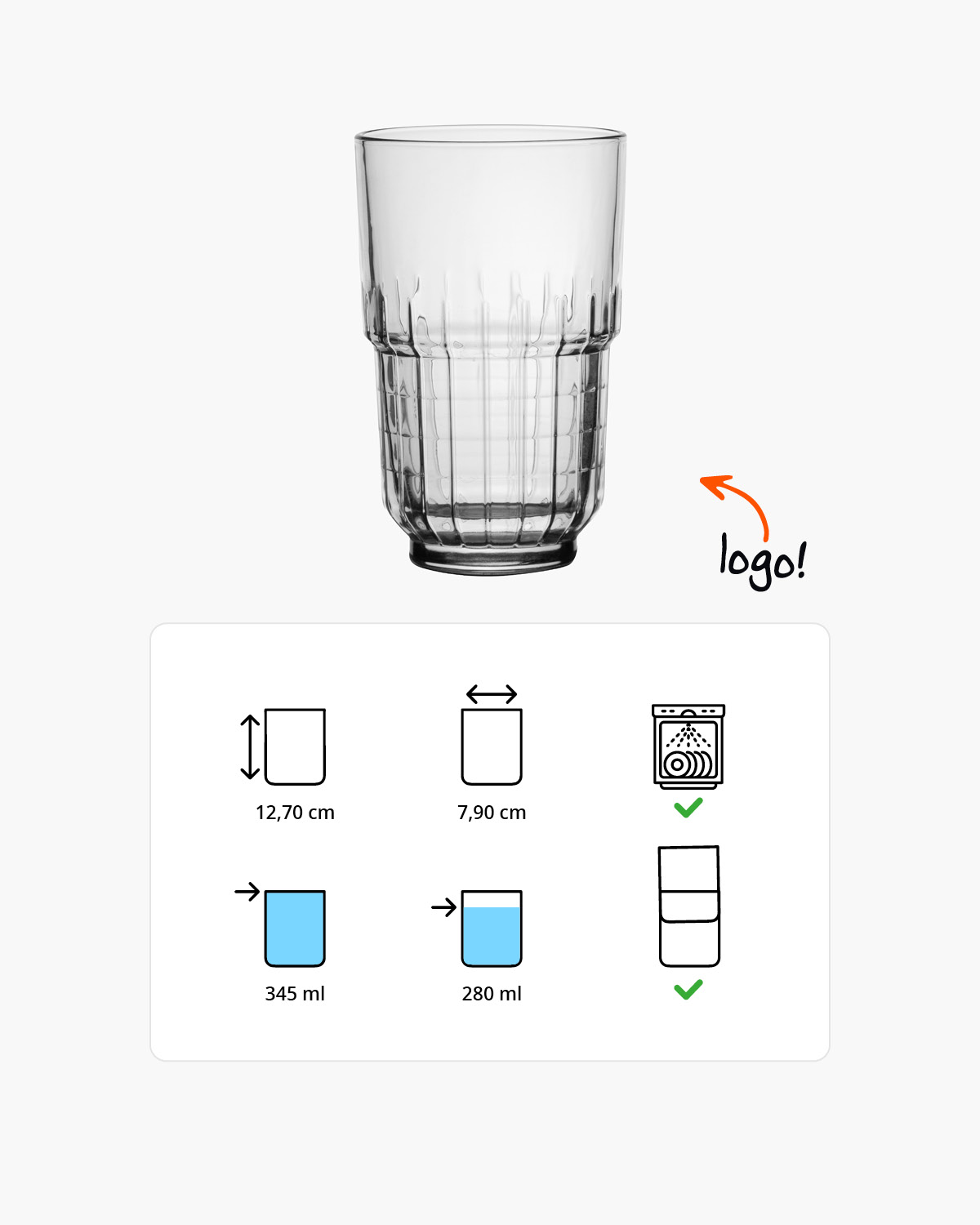 Classy longdrinkglas 345 ml Bedrukt of Lasergravure  of Gravurelook  sfeerfoto 1