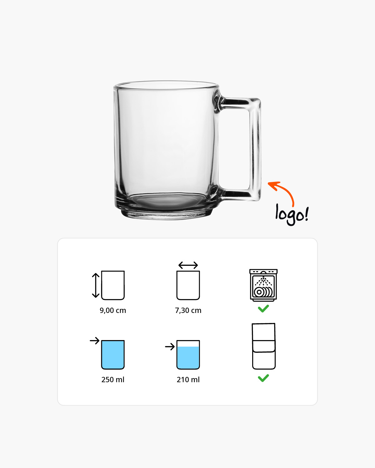 Delta theeglas 250 ml Lasergravure  of Bedrukt (1 kleur)  sfeerfoto 1