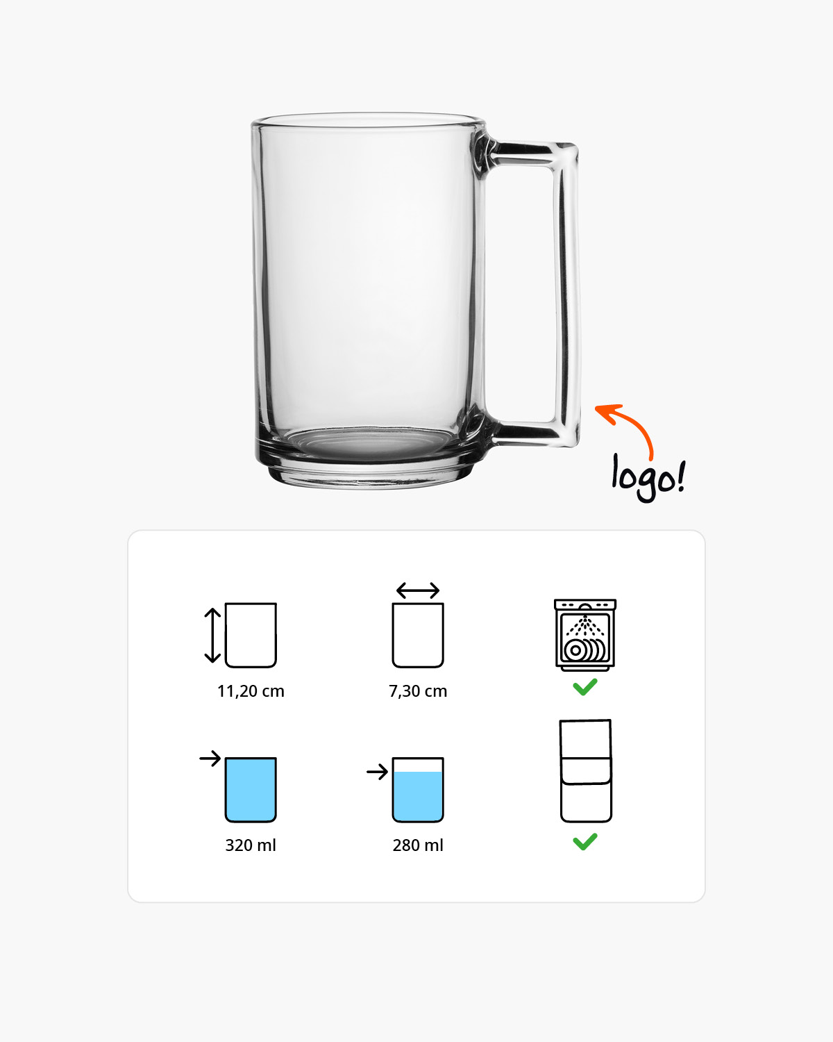 Delta theeglas 320 ml Lasergravure  of Bedrukt (1 kleur)  sfeerfoto 1