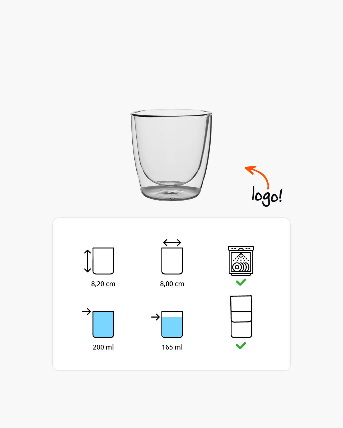 Elio dubbelwandig glas 200 ml Gravure (zandstralen)  of Bedrukt (1 kleur)  sfeerfoto 2