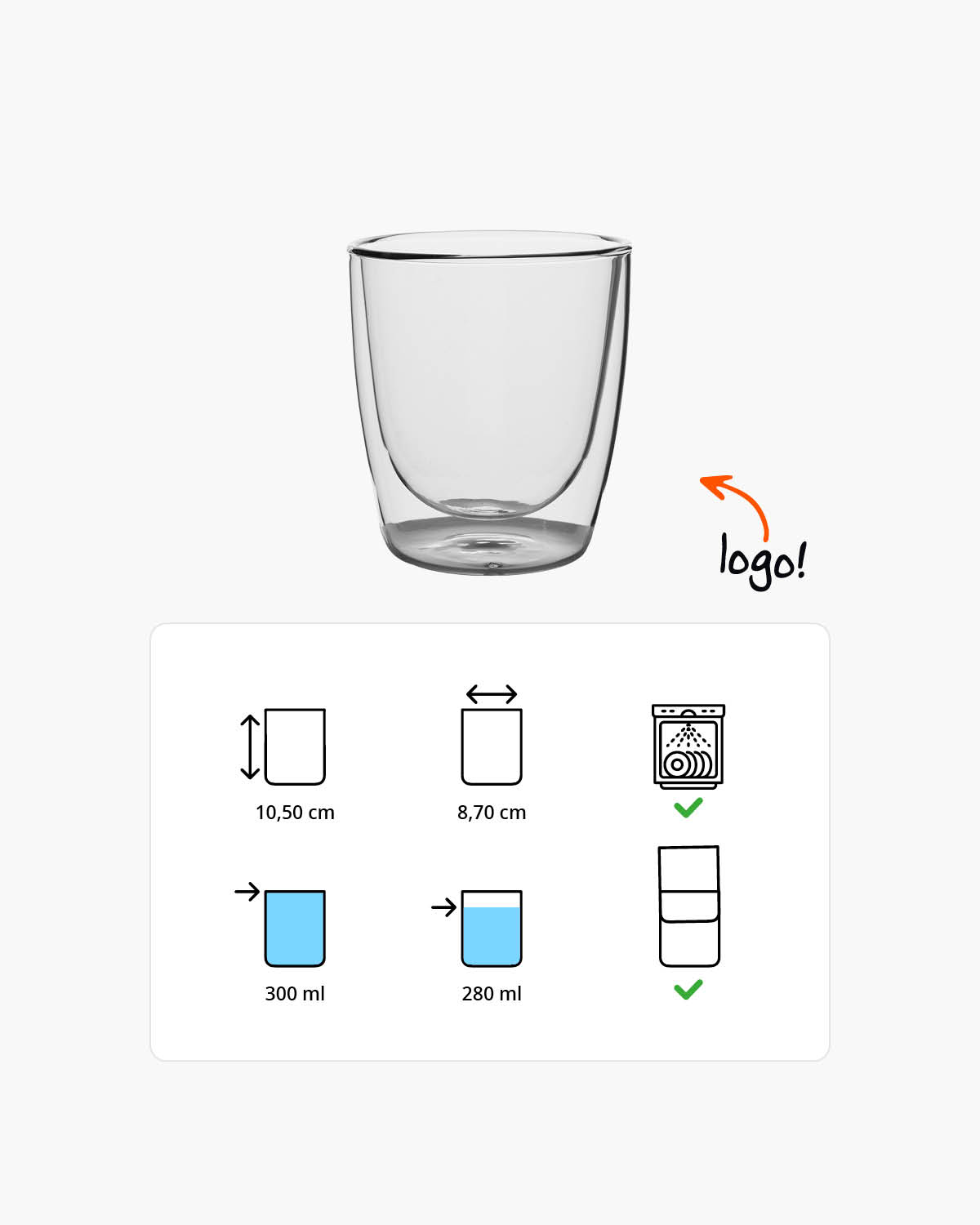 Elio dubbelwandig glas 300 ml Gravure (zandstralen)  of Bedrukt (1 kleur)  sfeerfoto 2