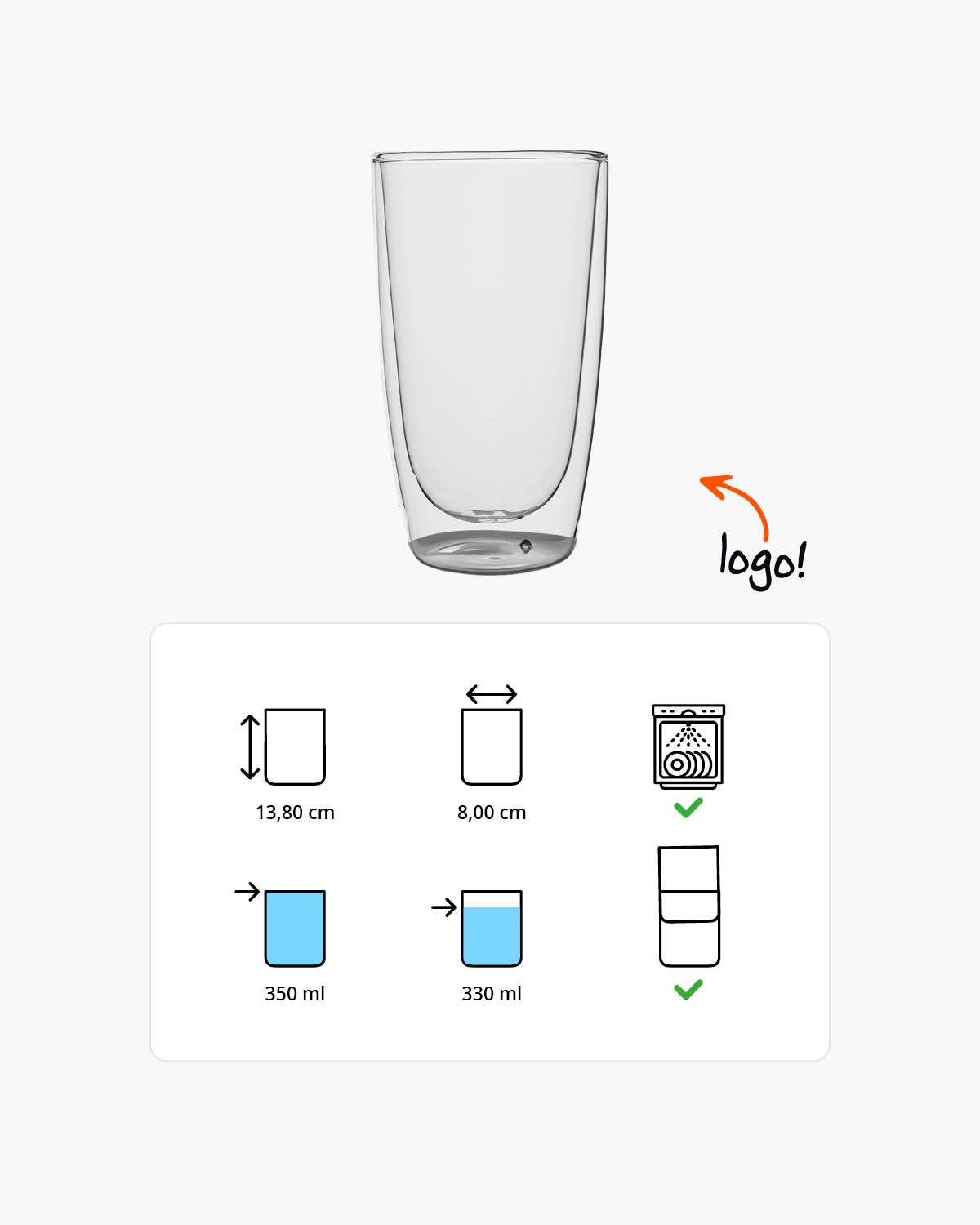 Elio dubbelwandig glas 350 ml Gravure (zandstralen)  of Bedrukt (1 kleur)  sfeerfoto 1