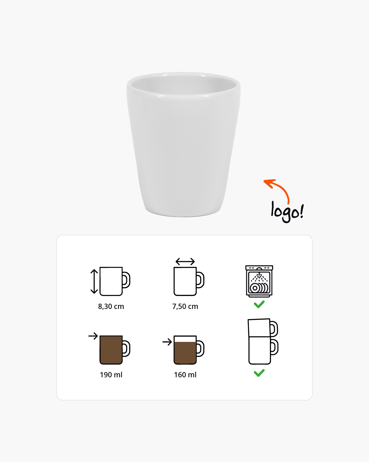 Ermo kopje zonder oor 190 ml Bedrukt sfeerfoto 1