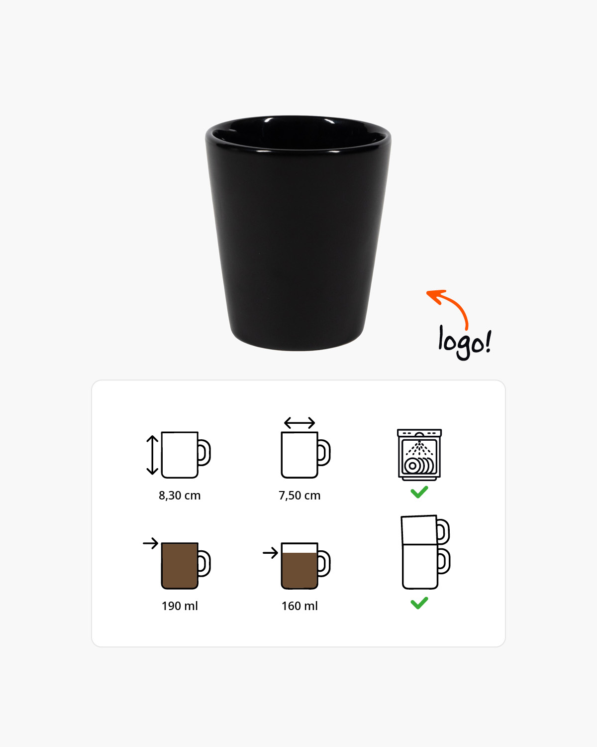 Ermo kopje zonder oor mat 190 ml Bedrukt sfeerfoto 2