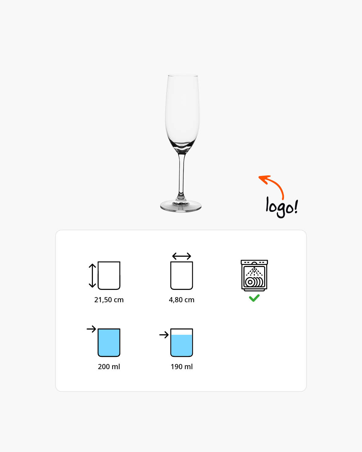 Fiora champagneglas 200 ml Bedrukt of Lasergravure  of Gravurelook  sfeerfoto 1