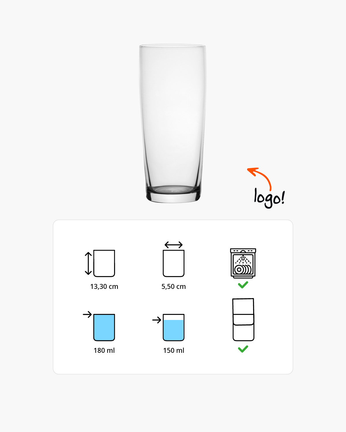 Fluitje bierglas 180 ml Bedrukt of Lasergravure  of Gravurelook  sfeerfoto 1