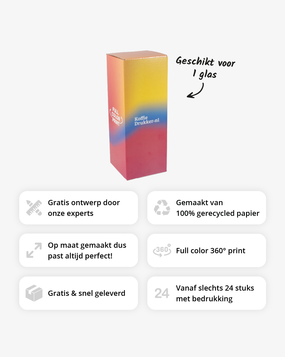 Geschenkdoos voor 1 glas Bedrukt (full color) sfeerfoto 3