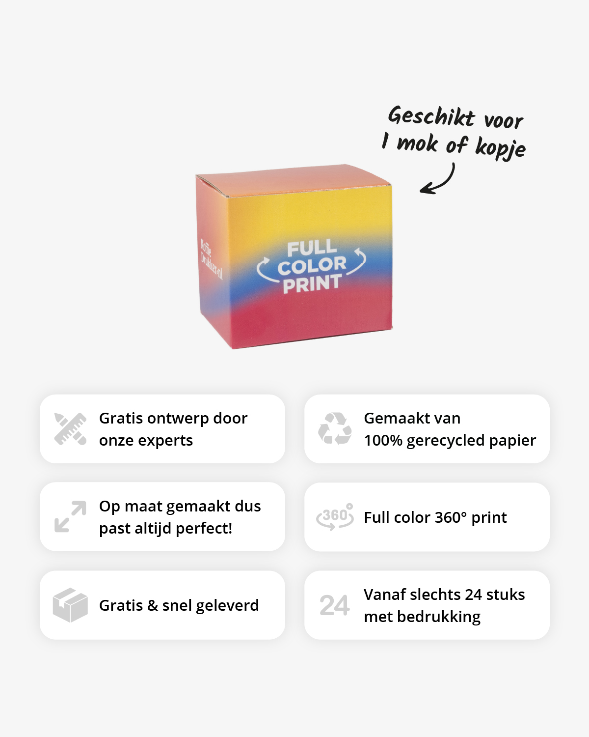 Geschenkdoos voor 1 mok of kopje Bedrukt (full color) sfeerfoto 1