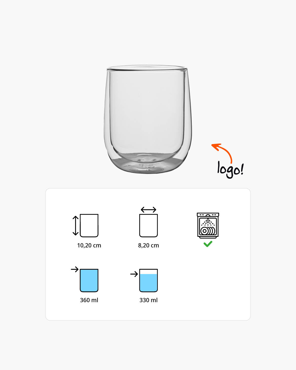 Hugo dubbelwandig glas 360 ml Gravure (zandstralen)  of Bedrukt (1 kleur)  sfeerfoto 1