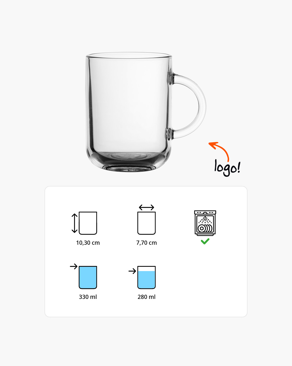 Iconyx theeglas 330 ml Lasergravure  of Bedrukt (1 kleur)  sfeerfoto 1