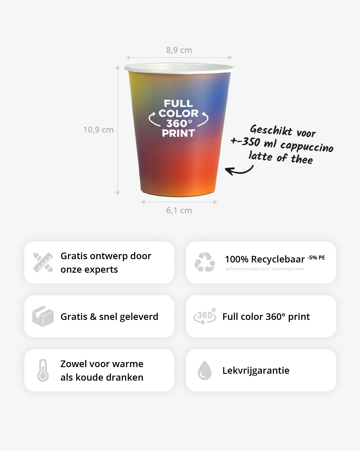 Koffiebekers 12 oz (350 ml) Bedrukt (full color) sfeerfoto 2