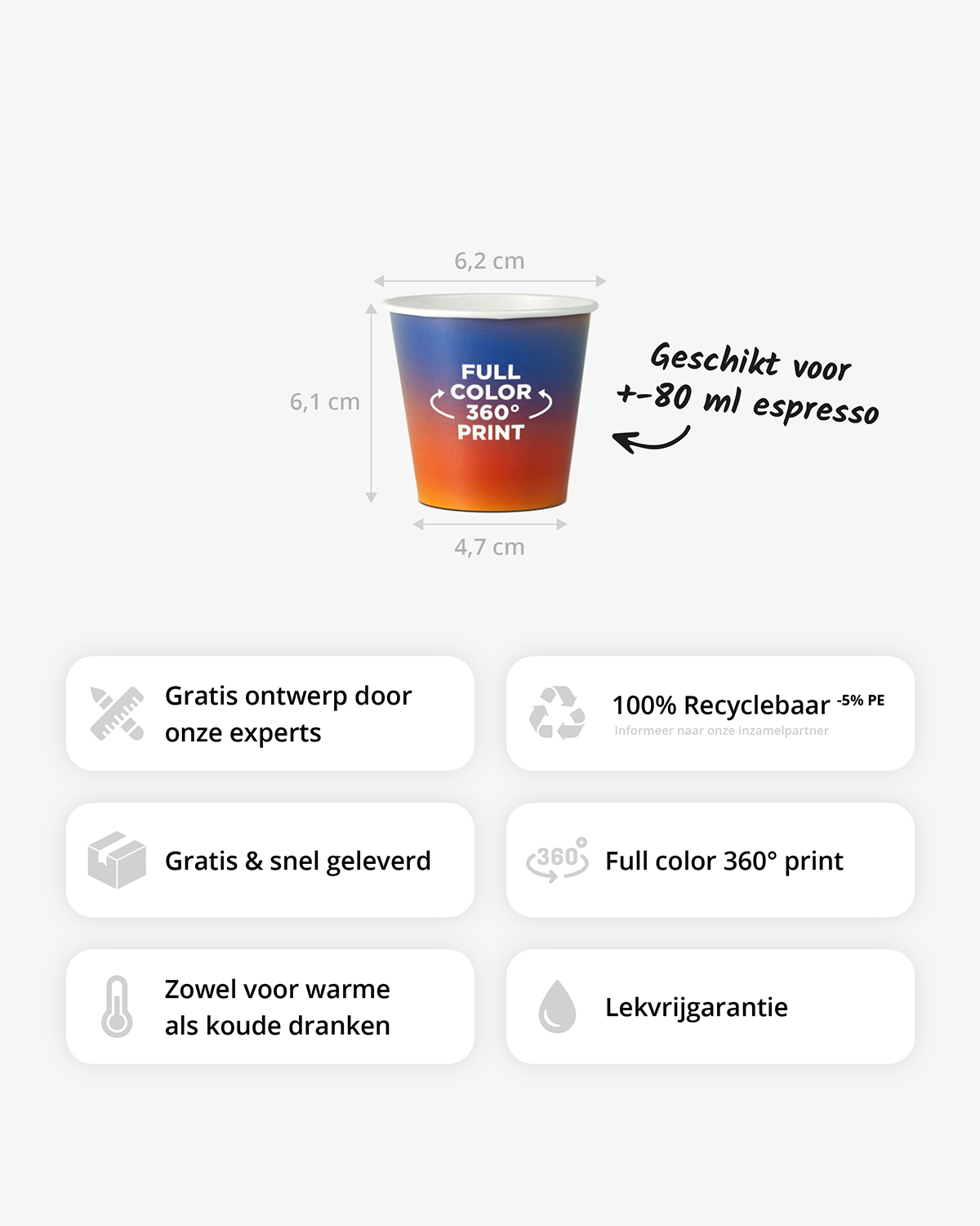 Koffiebekers 4 oz (80 ml) Bedrukt (full color) sfeerfoto 1