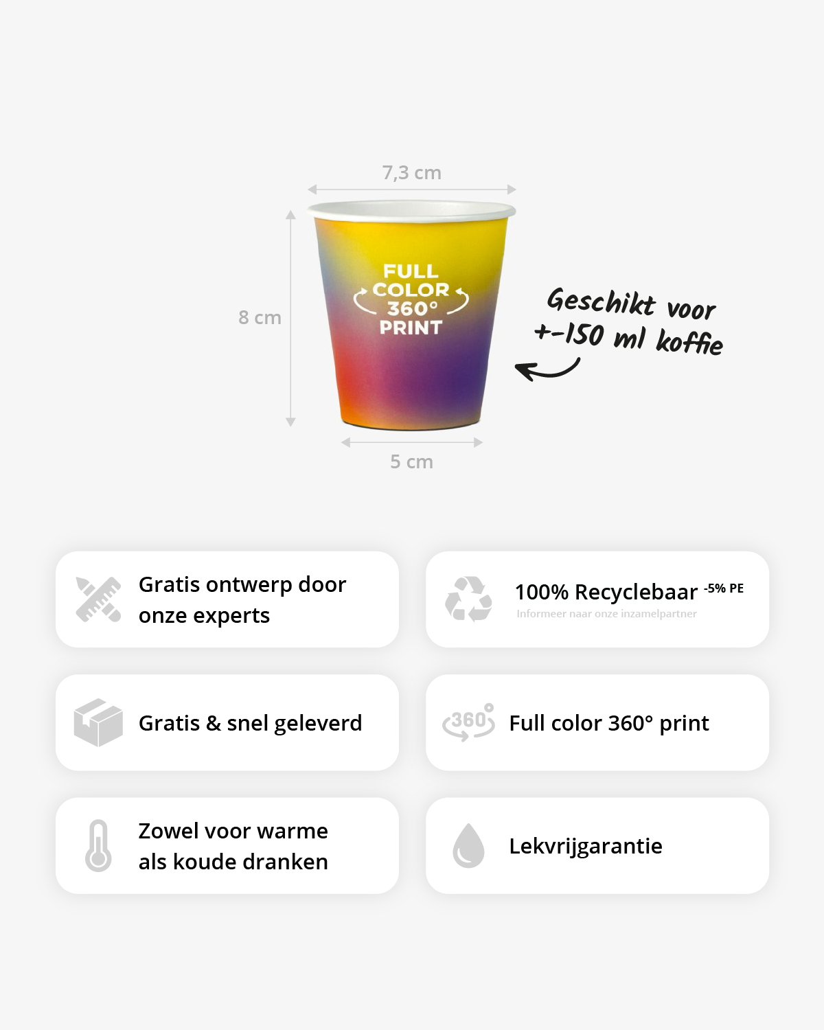 Koffiebekers 6 oz (150 ml) Bedrukt (full color) sfeerfoto 1