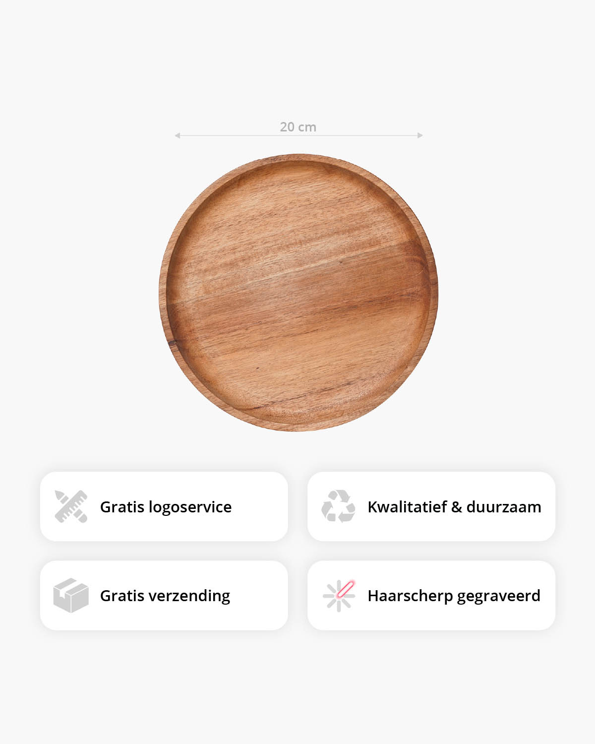 Sana houten serveerplank rond 20 cm Lasergravure  sfeerfoto 1