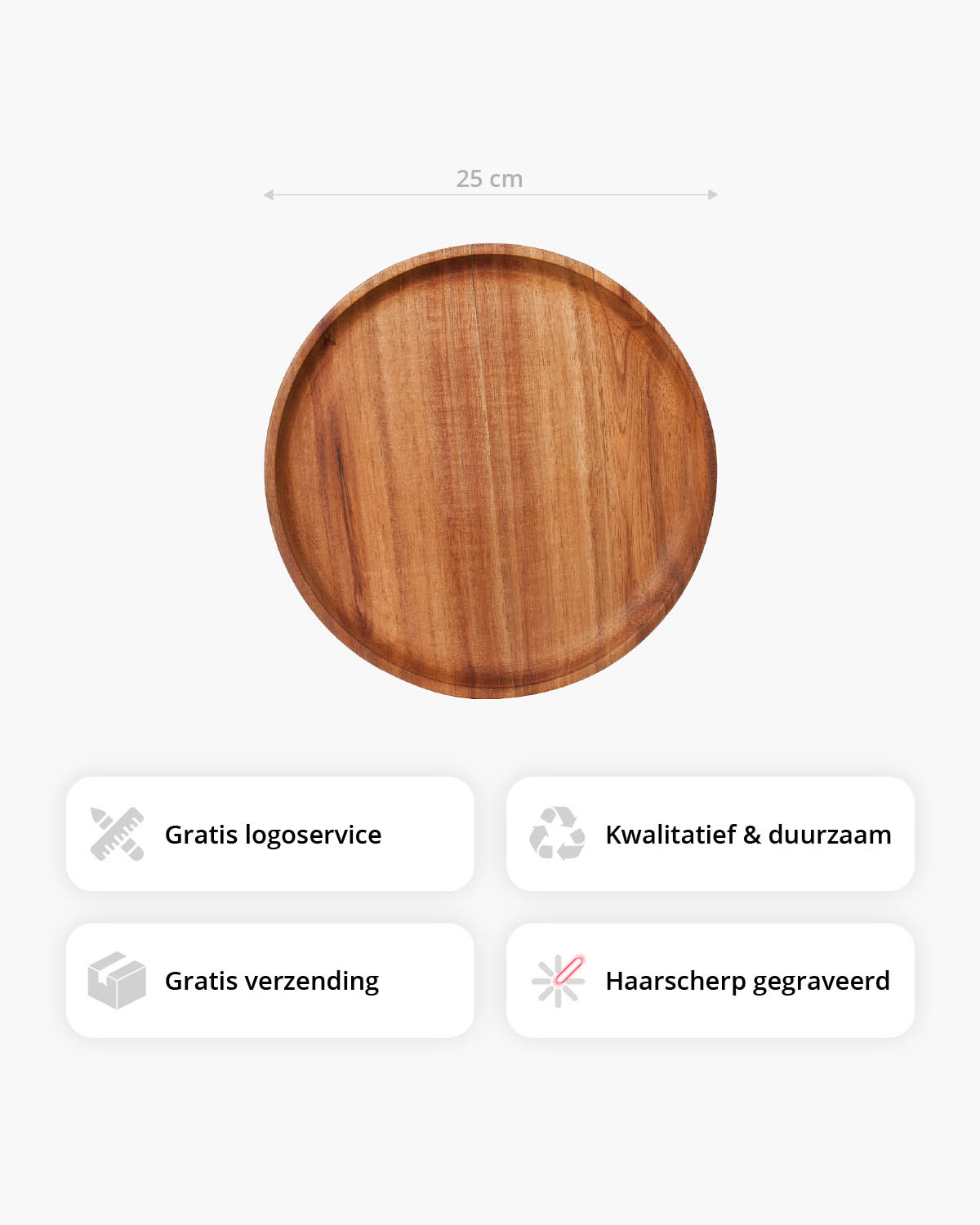 Sana houten serveerplank rond 25 cm Lasergravure  sfeerfoto 1