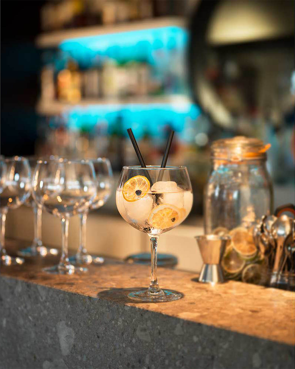 Cosy Things gin tonic glas 700 ml Bedrukt of Lasergravure  of Gravurelook  sfeerfoto 2