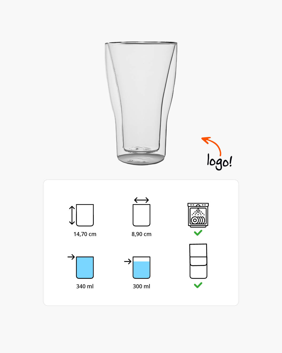 Lapo dubbelwandig glas 340 ml Gravure (zandstralen)  of Bedrukt (1 kleur)  sfeerfoto 1