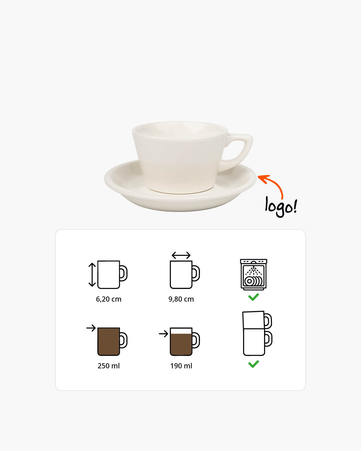 Levano kop en schotel 250 ml Bedrukt sfeerfoto 1
