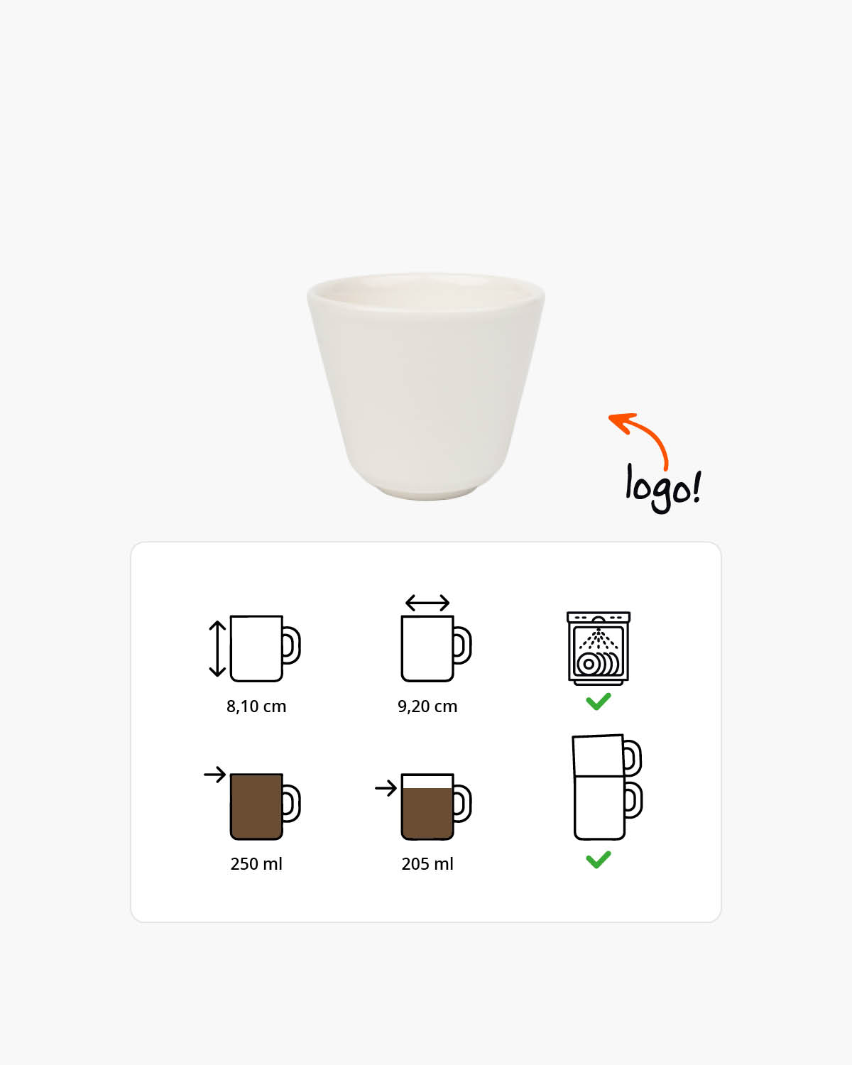 Levano kopje zonder oor 250 ml Bedrukt sfeerfoto 1