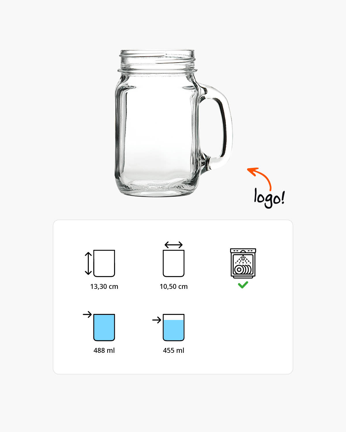 Libbey Mason Jar 488 ml Bedrukt of Lasergravure  of Gravurelook  sfeerfoto 5