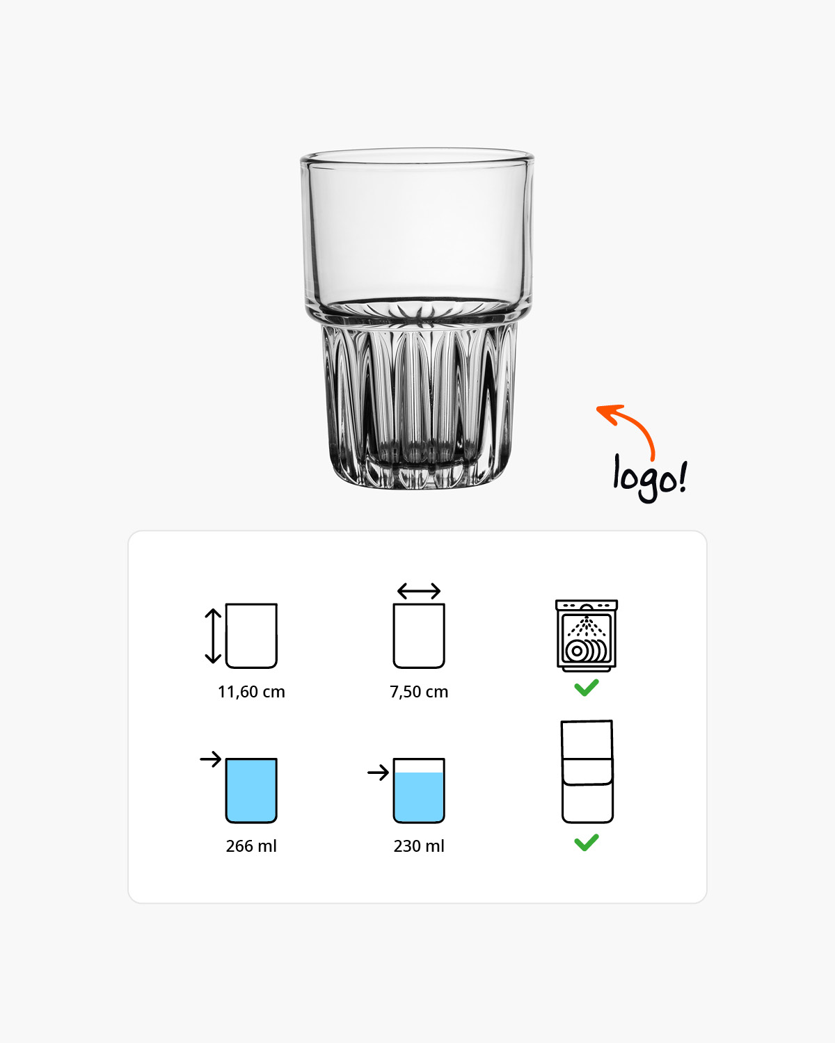 Lucas longdrinkglas 266 ml Bedrukt of Lasergravure  of Gravurelook  sfeerfoto 1
