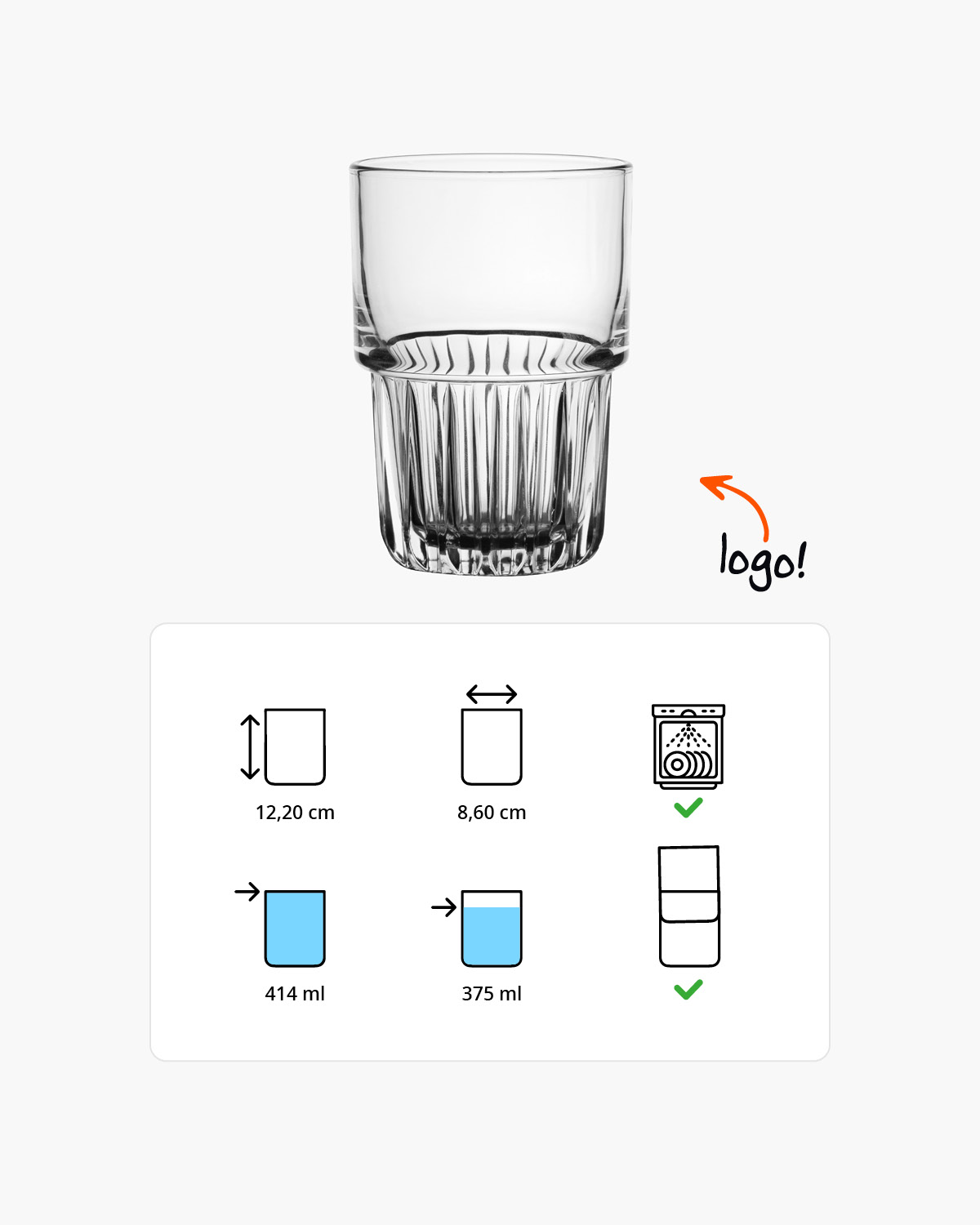 Lucas longdrinkglas 414 ml Bedrukt of Lasergravure  of Gravurelook  sfeerfoto 1