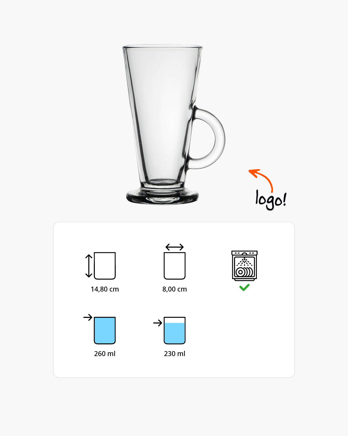 Middelburg latte macchiatoglas 260 ml Bedrukt of Lasergravure  of Gravurelook  sfeerfoto 3