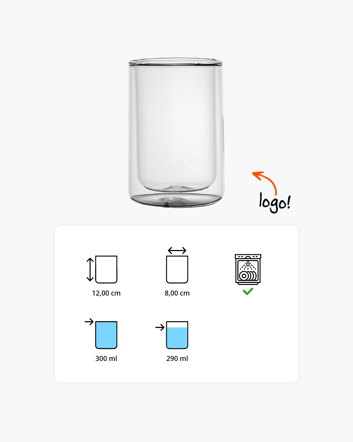 Migo dubbelwandig glas 300 ml Gravure (zandstralen)  of Bedrukt (1 kleur)  sfeerfoto 3