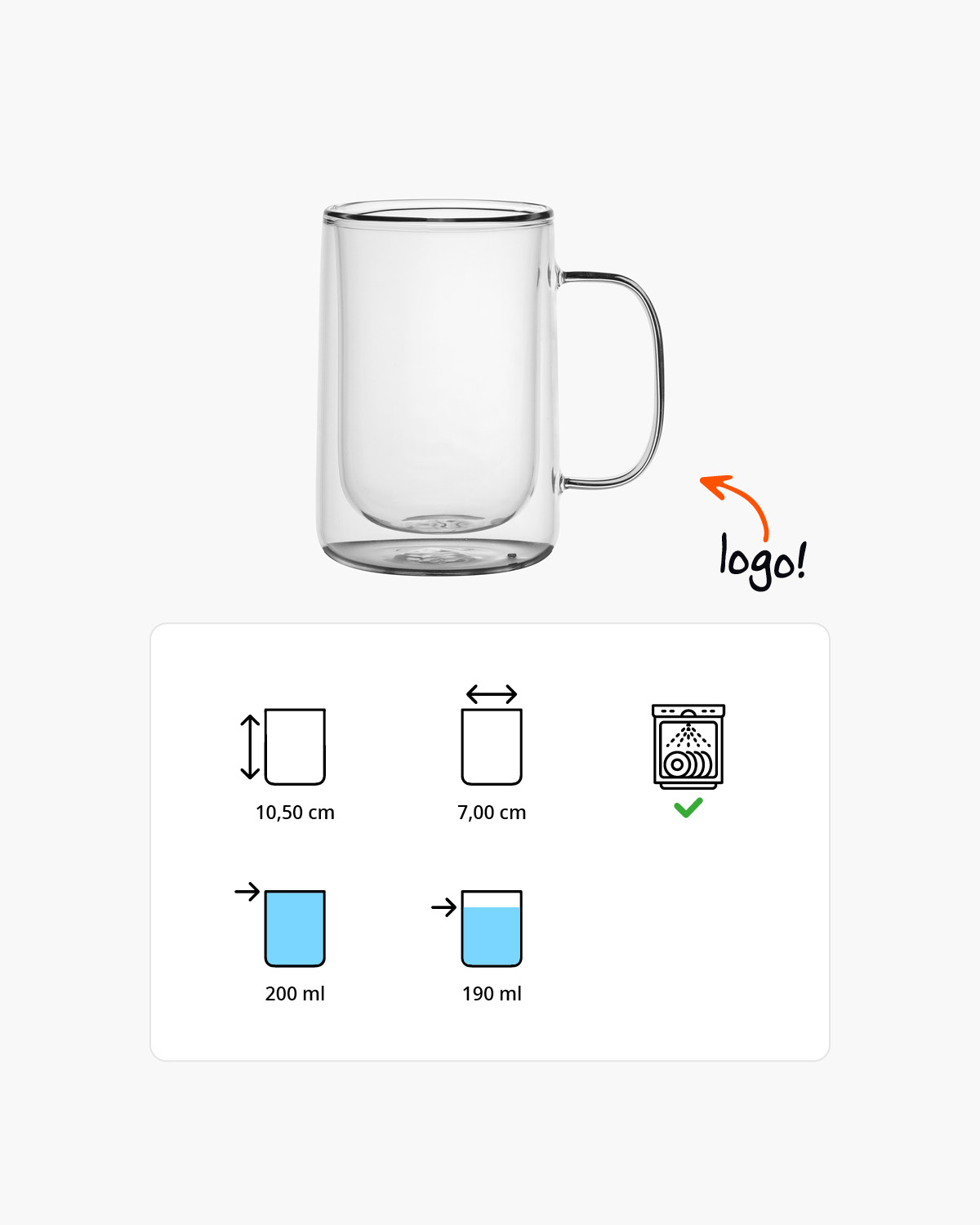 Migo dubbelwandig glas met oor 200 ml Gravure (zandstralen)  of Bedrukt (1 kleur)  sfeerfoto 3