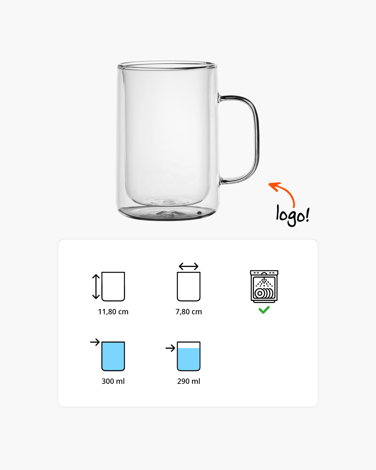 Migo dubbelwandig glas met oor 300 ml Gravure (zandstralen)  of Bedrukt (1 kleur)  sfeerfoto 3