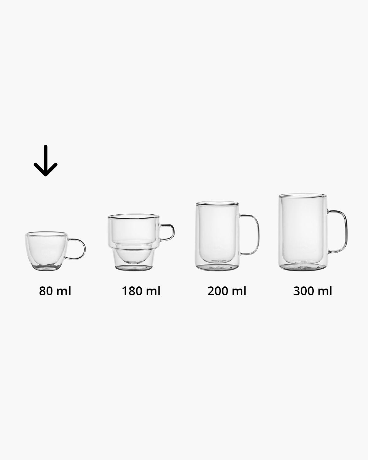 Migo dubbelwandig glas met oor 80 ml Gravure (zandstralen)  of Bedrukt (1 kleur)  sfeerfoto 2