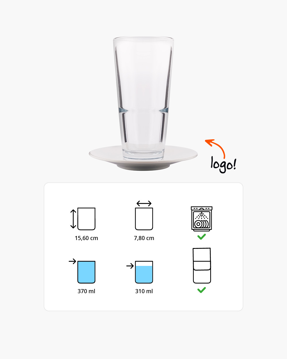 Milou latte macchiatoglas met schotel 370 ml Bedrukt of Lasergravure  of Gravurelook  sfeerfoto 3