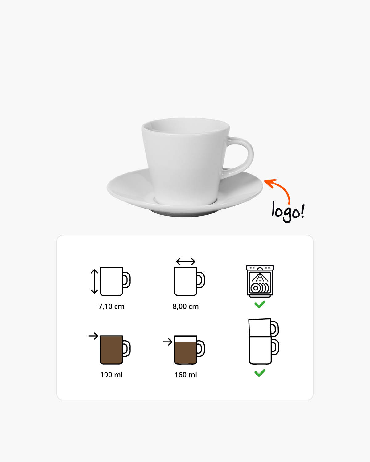 Nero kop en schotel 190 ml Bedrukt sfeerfoto 1