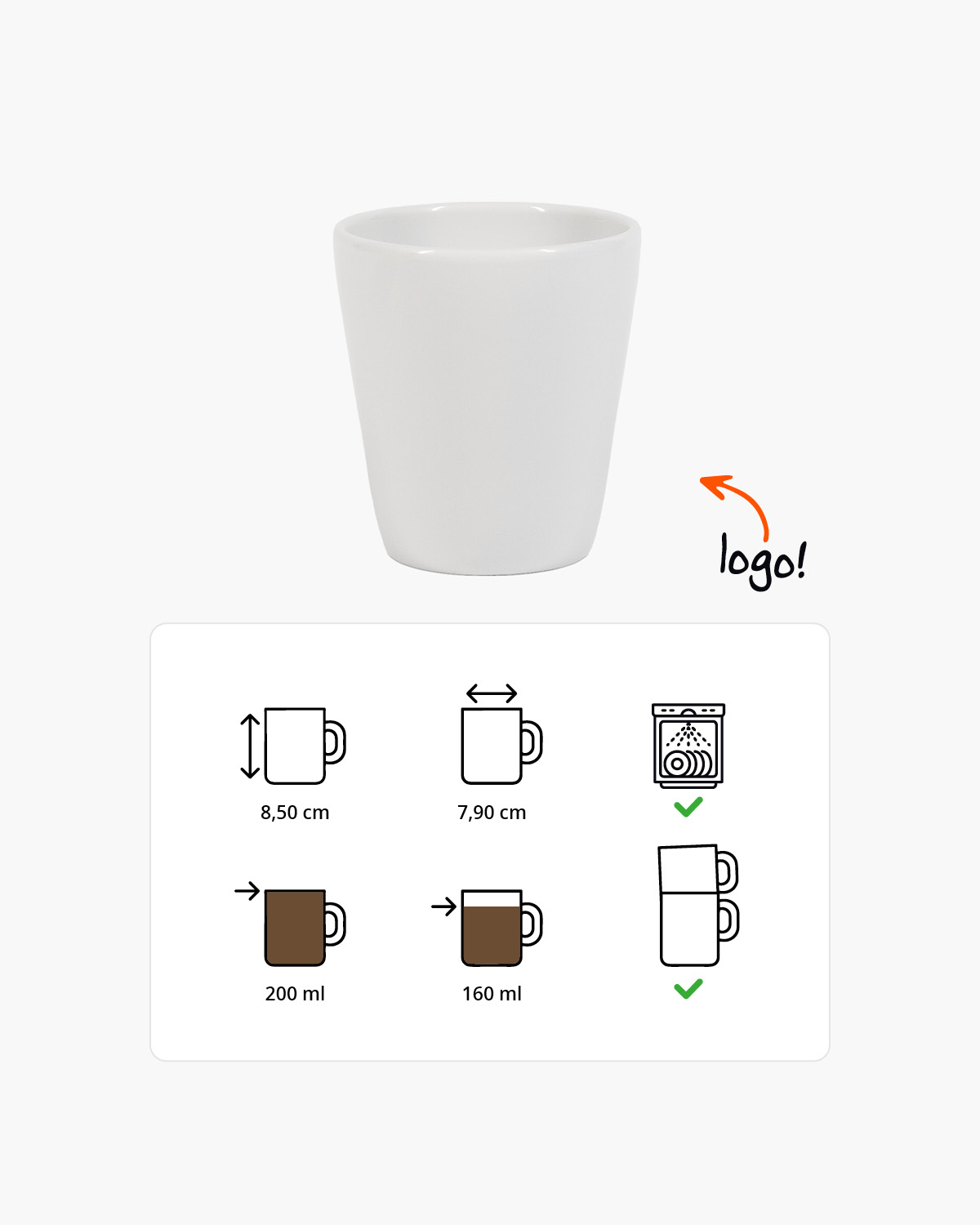Nice kopje zonder oor 200 ml Bedrukt sfeerfoto 1