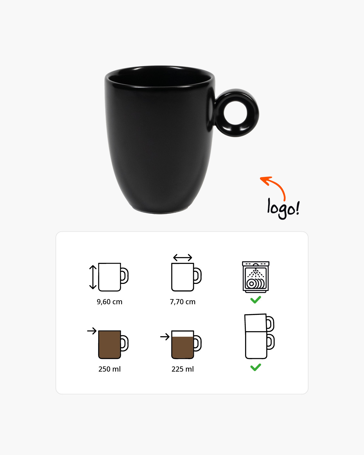 Nordic mok mat zwart 250 ml Bedrukt sfeerfoto 1