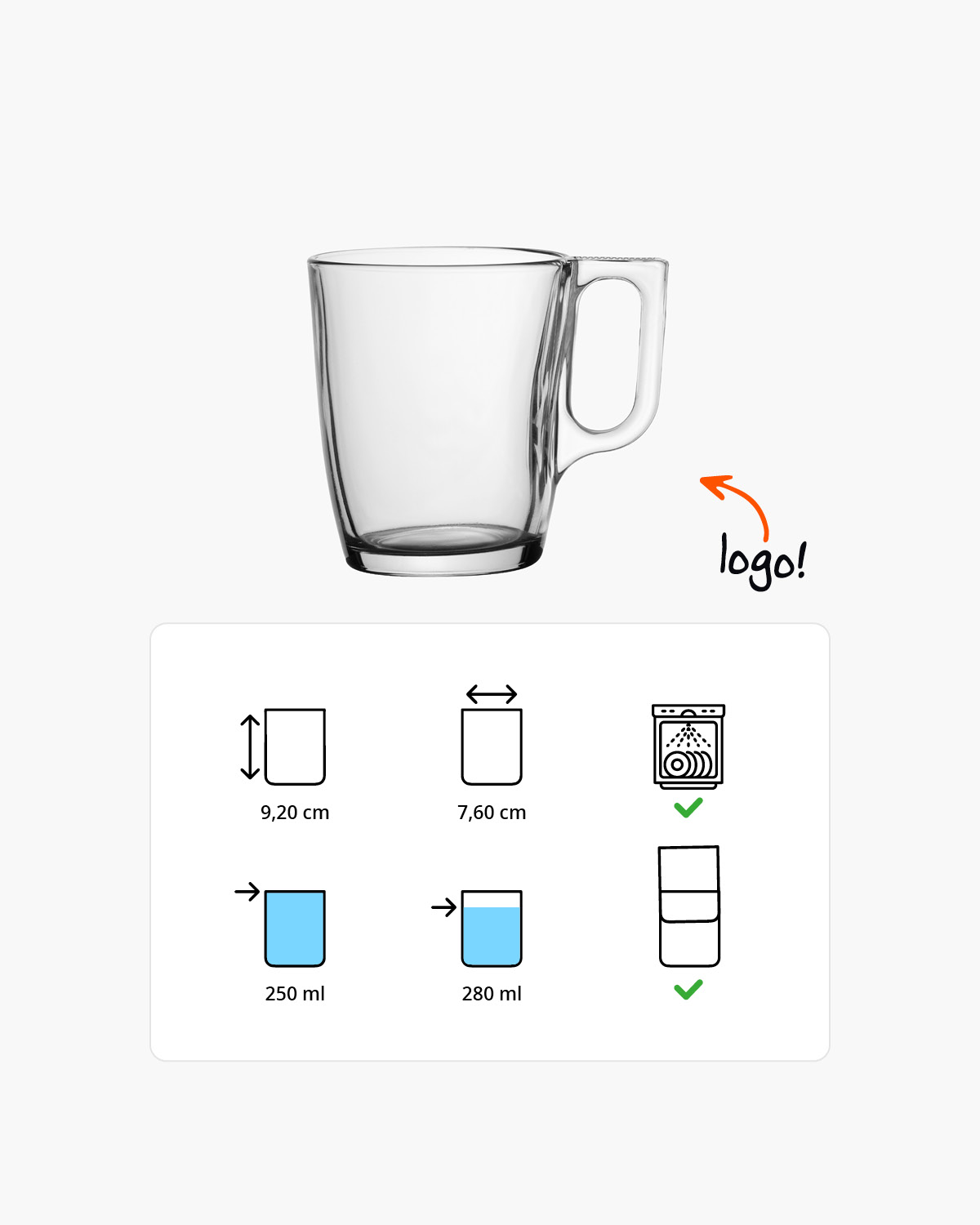 Pax theeglas 250 ml Lasergravure  of Bedrukt (1 kleur)  sfeerfoto 1