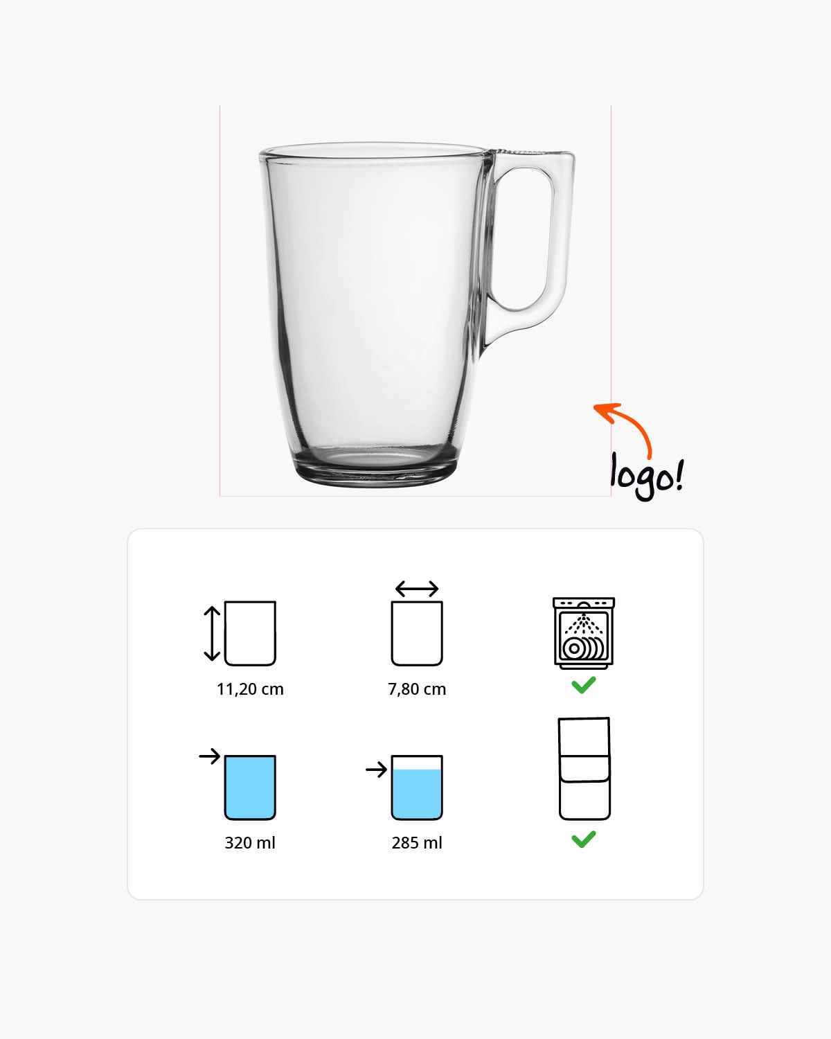 Pax theeglas 320 ml Lasergravure  of Bedrukt (1 kleur)  sfeerfoto 1