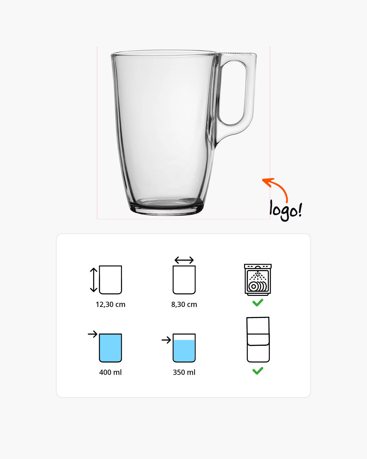 Pax theeglas 400 ml Lasergravure  of Bedrukt (1 kleur)  sfeerfoto 1