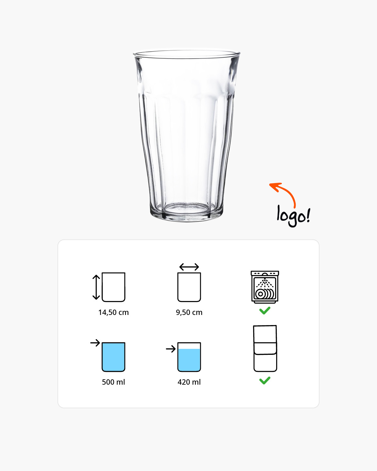 Picardie longdrinkglas 500 ml Bedrukt of Lasergravure  of Gravurelook  sfeerfoto 3