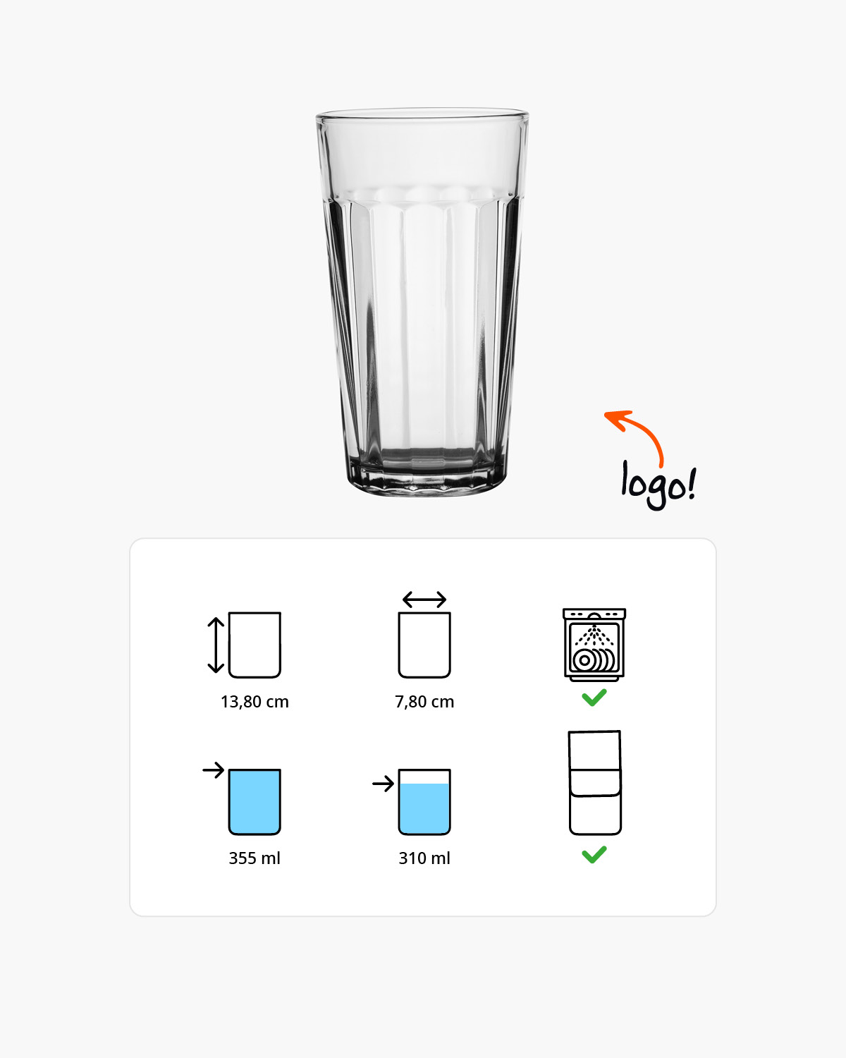 Plain longdrinkglas 355 ml Bedrukt of Lasergravure  of Gravurelook  sfeerfoto 2