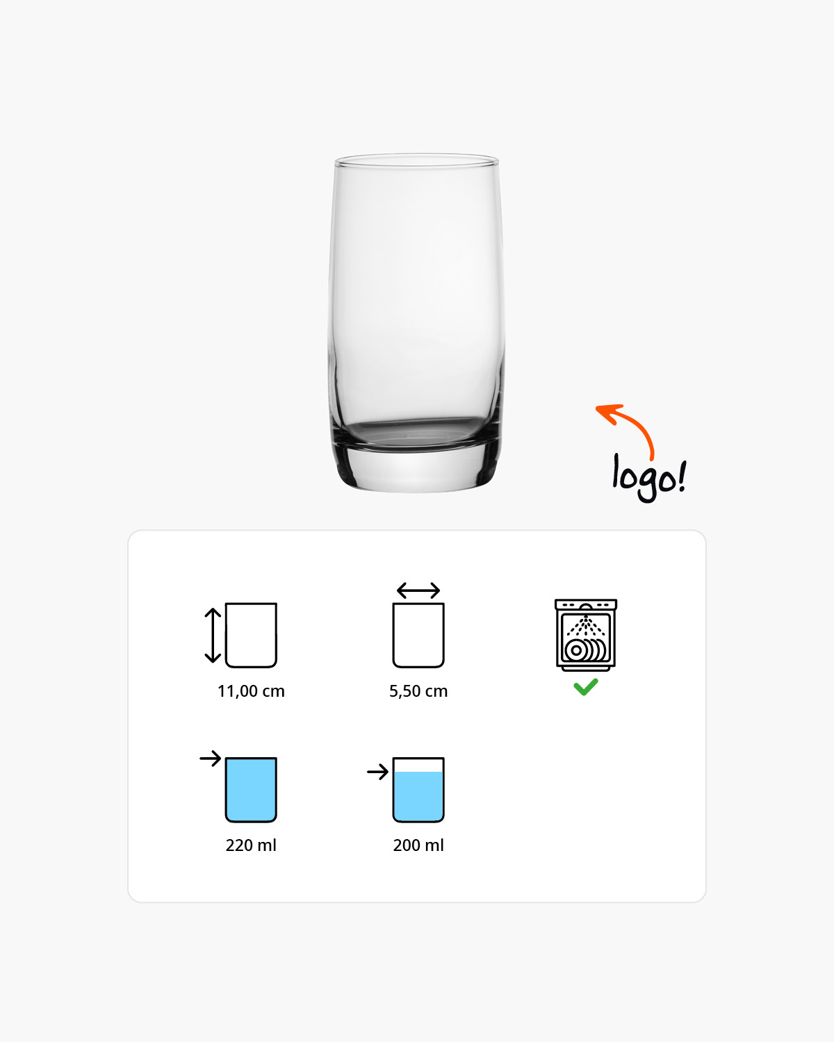 Quartz longdrinkglas 220 ml Bedrukt of Lasergravure  of Gravurelook  sfeerfoto 3