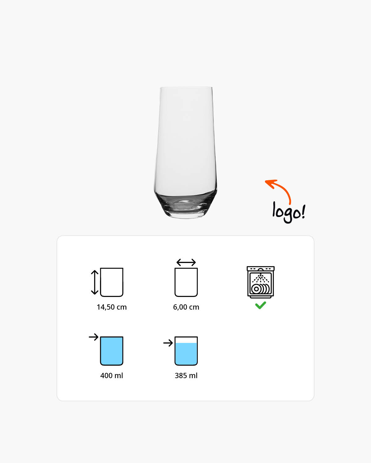 Riviera longdrinkglas 400 ml Bedrukt of Lasergravure  of Gravurelook  sfeerfoto 1