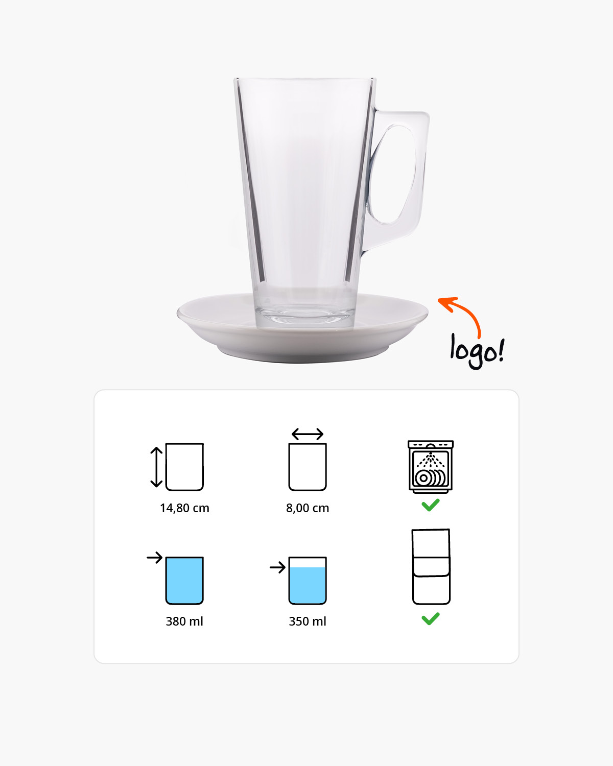 Roosendaal theeglas met schotel 380 ml Lasergravure  of Bedrukt (1 kleur)  sfeerfoto 3