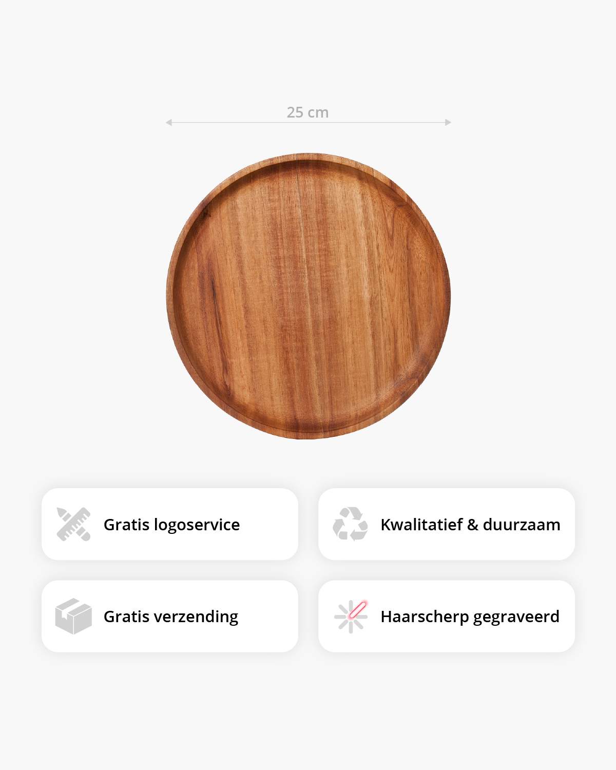 Sana houten serveerplank rond 25 cm Lasergravure  sfeerfoto 1