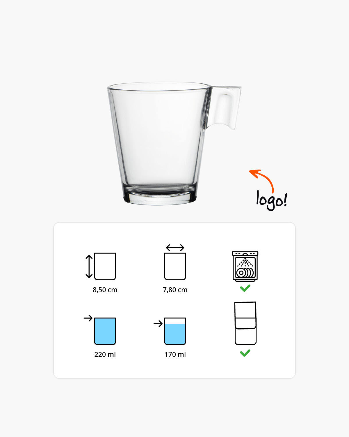 Sharp koffieglas 220 ml Bedrukt of Lasergravure  of Gravurelook  sfeerfoto 2