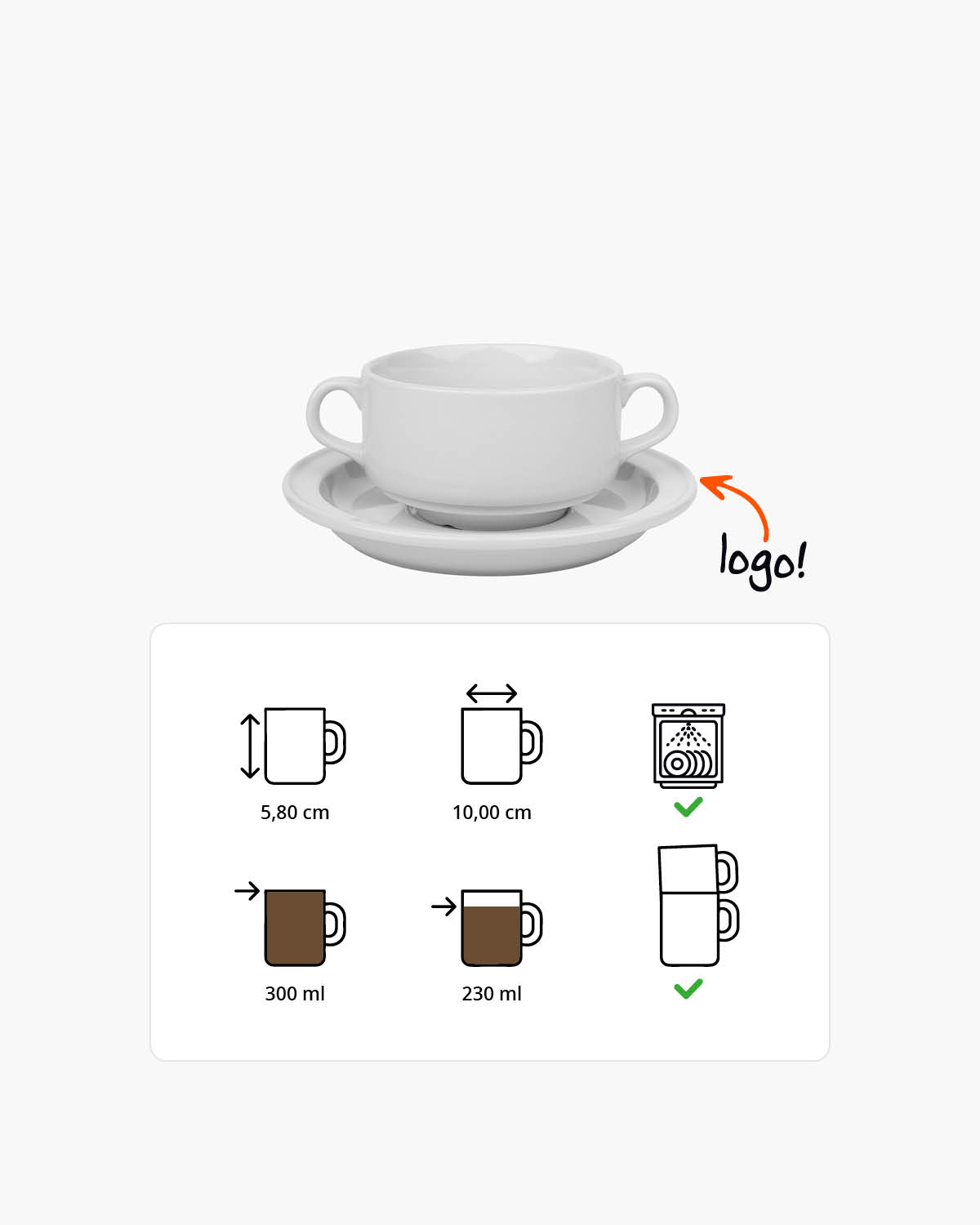 Soof soepkom en schotel 300 ml Bedrukt sfeerfoto 1